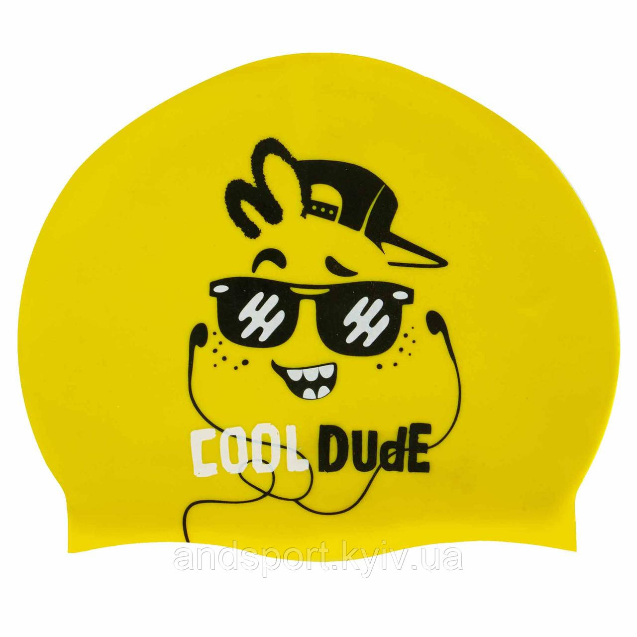 Шапочка для плавання силіконова юніорська MadWave Junior DUDE M057208 жовтий Код M057208