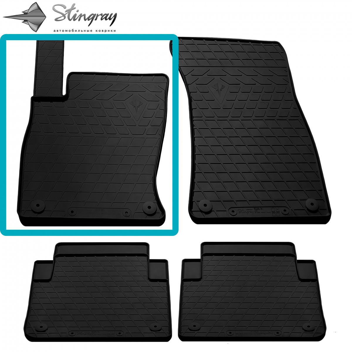 Водійський Гумовий Килимок Передній лівий для Audi A8 (D3) (short/long) (2002-2009) Ауди, фото 1