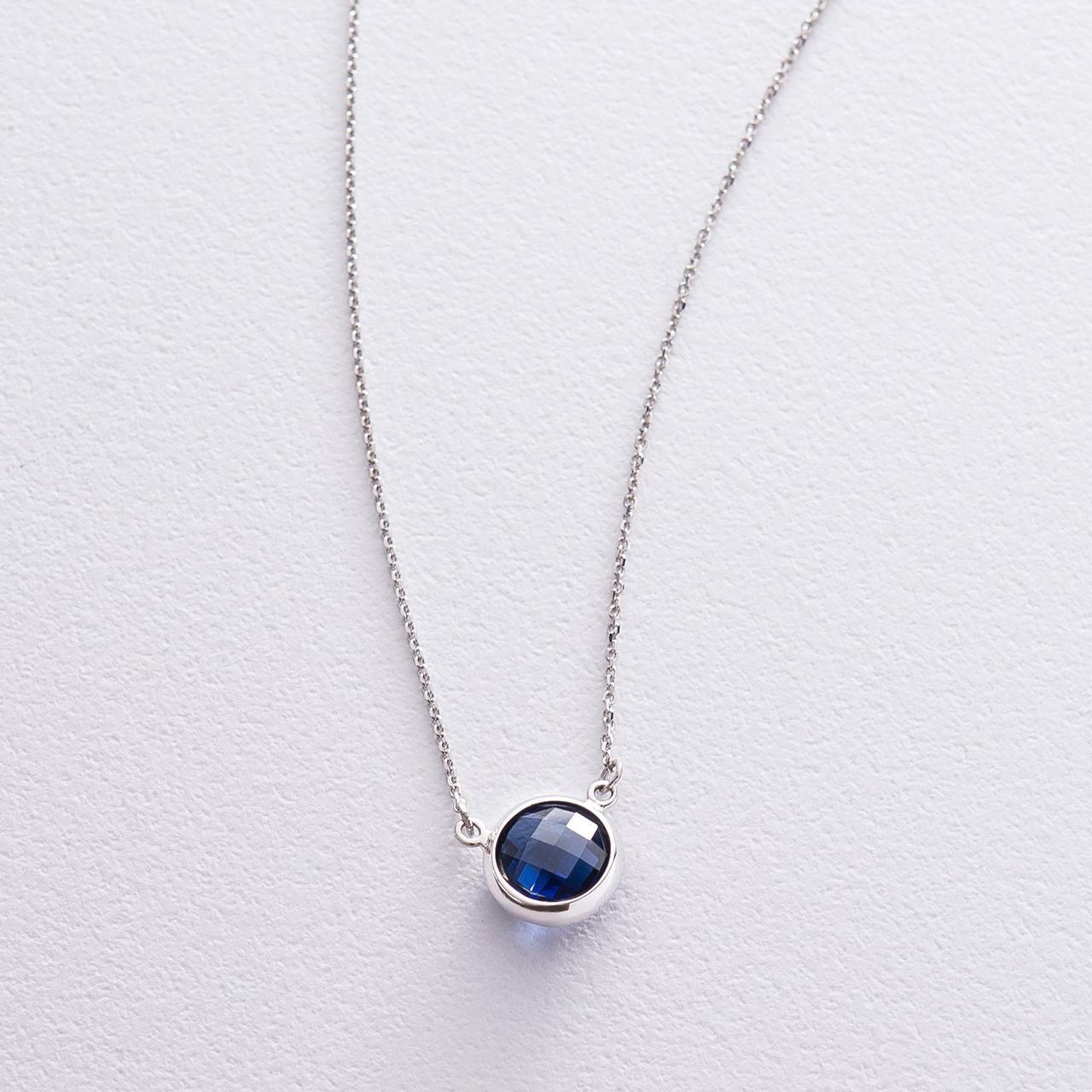 Золоте кольє із синт. сапфіром кол01545, фото 1