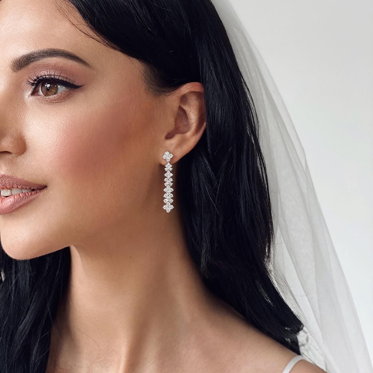 Золоті сережки з діамантами збоку97cha, фото 1