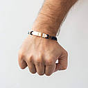 Чоловічий браслет із золотими вставками (можлива 
гравіювання) б05159, фото 4