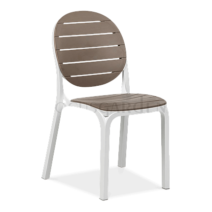 Стільчик пластиковий для тераси Nardi Erica біло-коричневий, фото 1