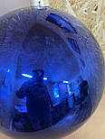 УЦІНКА Велика ялинкова іграшка - куля, 40 см, синя, глянець, пластик (031405-2), фото 2