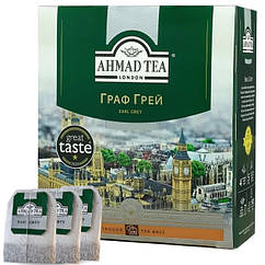 Чай Ахмад 100 пакетиків з бергамотом чорний Граф Грей 100 х 2 г