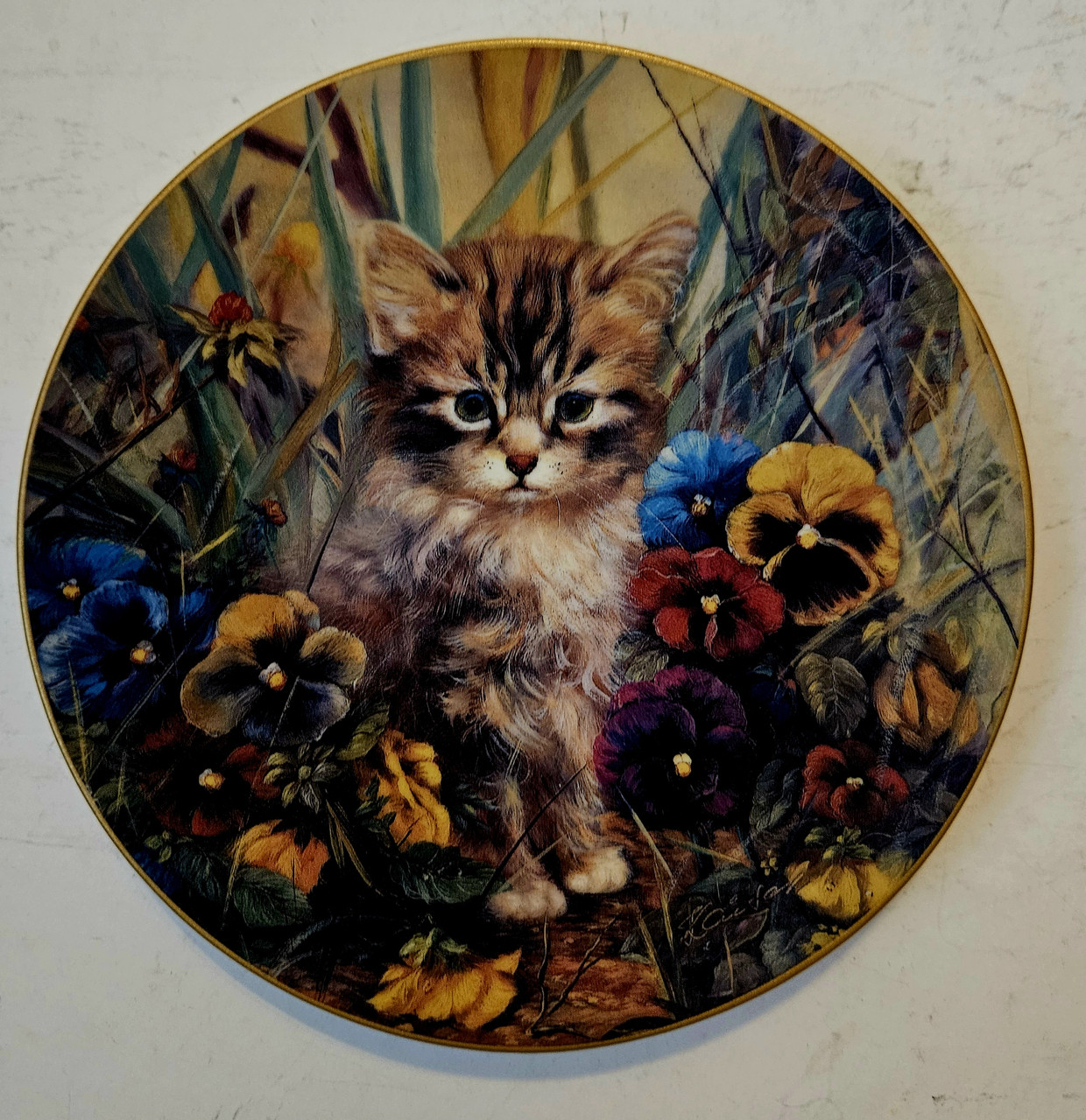 Порцелянова колекційна тарілка Kaiser Кішка Мінка добре замаскавлялася, фото 1