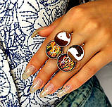 Срібні сережки круги з позолотою опали, фото 3