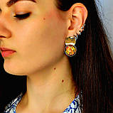 Срібні сережки круги з позолотою опали, фото 7