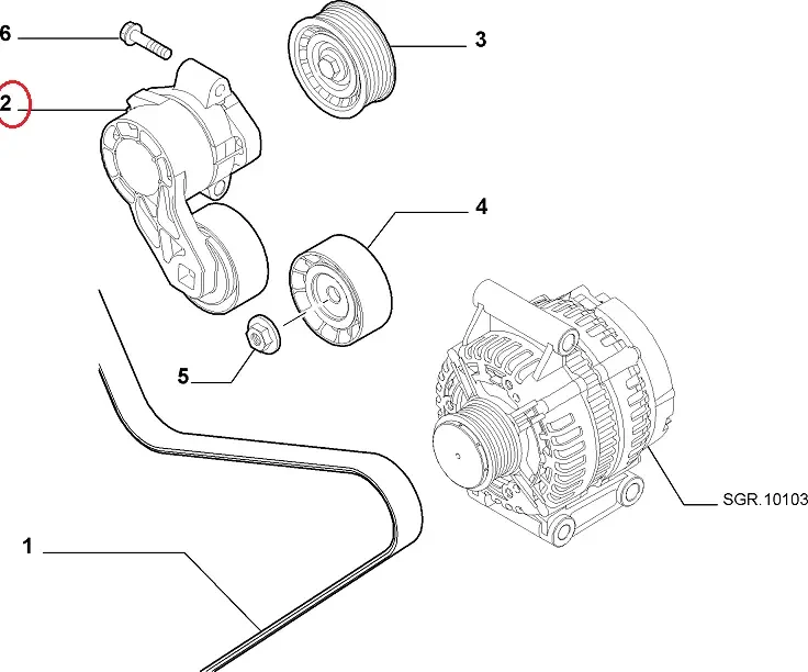 Натяжний ролик генератора на Peugeot Boxer, Citroen Jumper 4 (2014-...) 2.2HDi, 5751F2