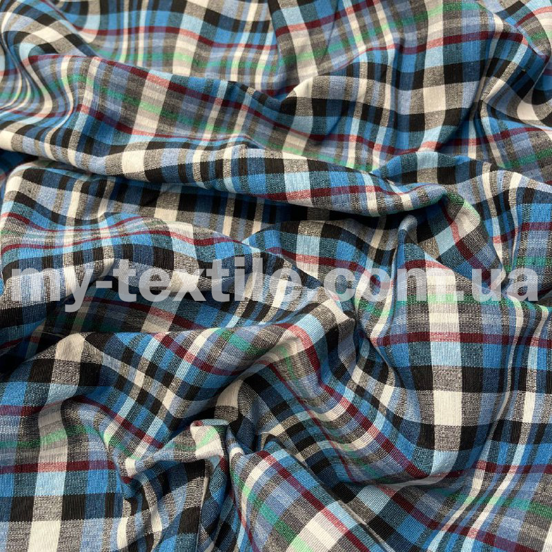 Сорочкова тканина ХБ 145 gm принт клітина Різнокольорова, фото 1