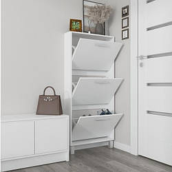 Стильна шафа для взуття на 3 відділення з ламінованого дсп в передпокій, декоративна комод під взуття 59 см