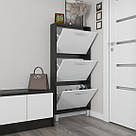 Стильна шафа для взуття на 3 відділення з ламінованого дсп в передпокій, декоративна комод під взуття 59 см, фото 2