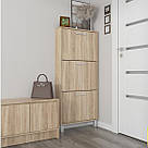 Стильна шафа для взуття на 3 відділення з ламінованого дсп в передпокій, декоративна комод під взуття 59 см, фото 5