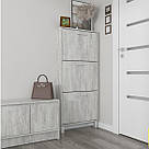 Стильна шафа для взуття на 3 відділення з ламінованого дсп в передпокій, декоративна комод під взуття 59 см, фото 6