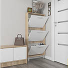 Стильна шафа для взуття на 3 відділення з ламінованого дсп в передпокій, декоративна комод під взуття 59 см, фото 7