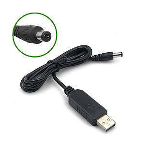 Кабель USB з перетворювачем напруги 5v > 12v (1A) з розʼємом 5.5х2.5 мм (для роутера)