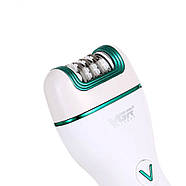 Жіночий епілятор 3 в 1 з дисплеєм VGR V-728 Бездротовий електроепілятор з 3 насадками, фото 8