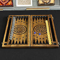 Нарди дерев'яні подарункові 48×24см з епоксидної смоли чорного кольору, фото 5