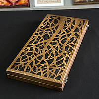 Нарди дерев'яні подарункові 48×24см з епоксидної смоли чорного кольору, фото 4