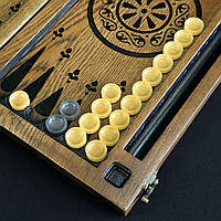 Нарди дерев'яні подарункові 48×24см з епоксидної смоли чорного кольору, фото 7