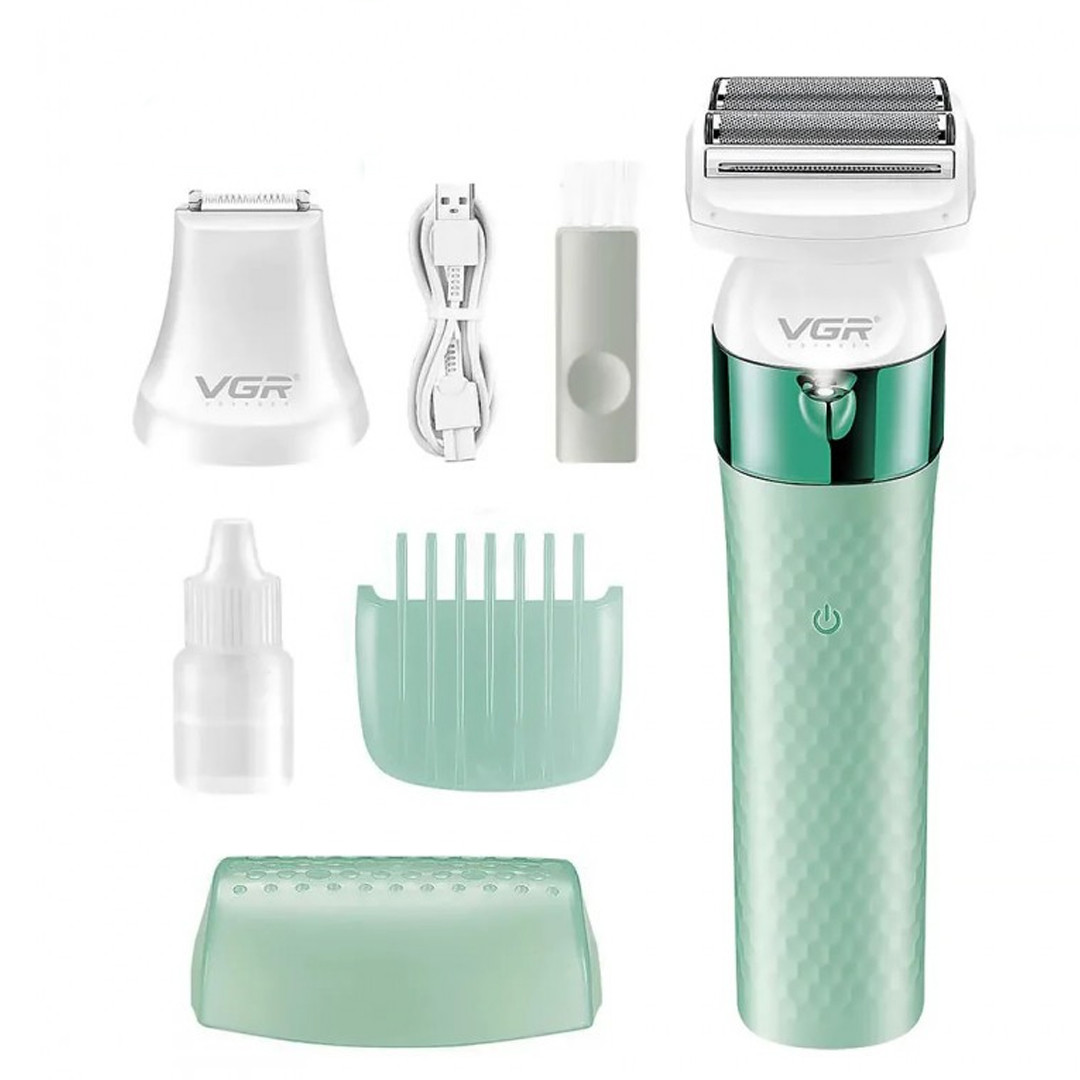 Жіночий епілятор та триммер 2 в 1 VGR V-729 Водостійка бездротова жіноча електробритва, фото 1
