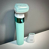 Жіночий епілятор та триммер 2 в 1 VGR V-729 Водостійка бездротова жіноча електробритва, фото 5