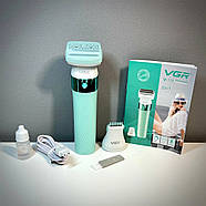 Жіночий епілятор та триммер 2 в 1 VGR V-729 Водостійка бездротова жіноча електробритва, фото 3