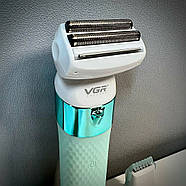 Жіночий епілятор та триммер 2 в 1 VGR V-729 Водостійка бездротова жіноча електробритва, фото 7
