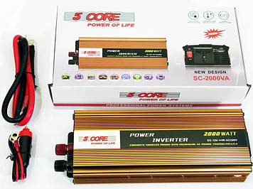 Перетворювач (інвертор) 12V-220 V 5 Core 2000 W gold
