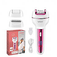 Епілятор бездротовий жіночий для видалення волосся та депілятор 3 в 1 VGR V-732 Рожевий, фото 3