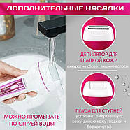 Епілятор бездротовий жіночий для видалення волосся та депілятор 3 в 1 VGR V-732 Рожевий, фото 5