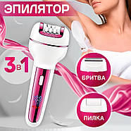 Епілятор бездротовий жіночий для видалення волосся та депілятор 3 в 1 VGR V-732 Рожевий, фото 2