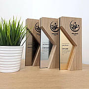 Настільна нагорода 100х230 мм, Дерево 15 мм, Полістирол, ACRY