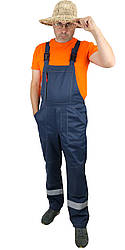 Спецодяг чоловічий літній робочий напівкомбінезон "Агро Синій" (100% бавовна)