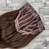 Волосся на заколках світло-коричневі 2/30 хвилясте термо на кліпсах шпильках тресси, фото 4