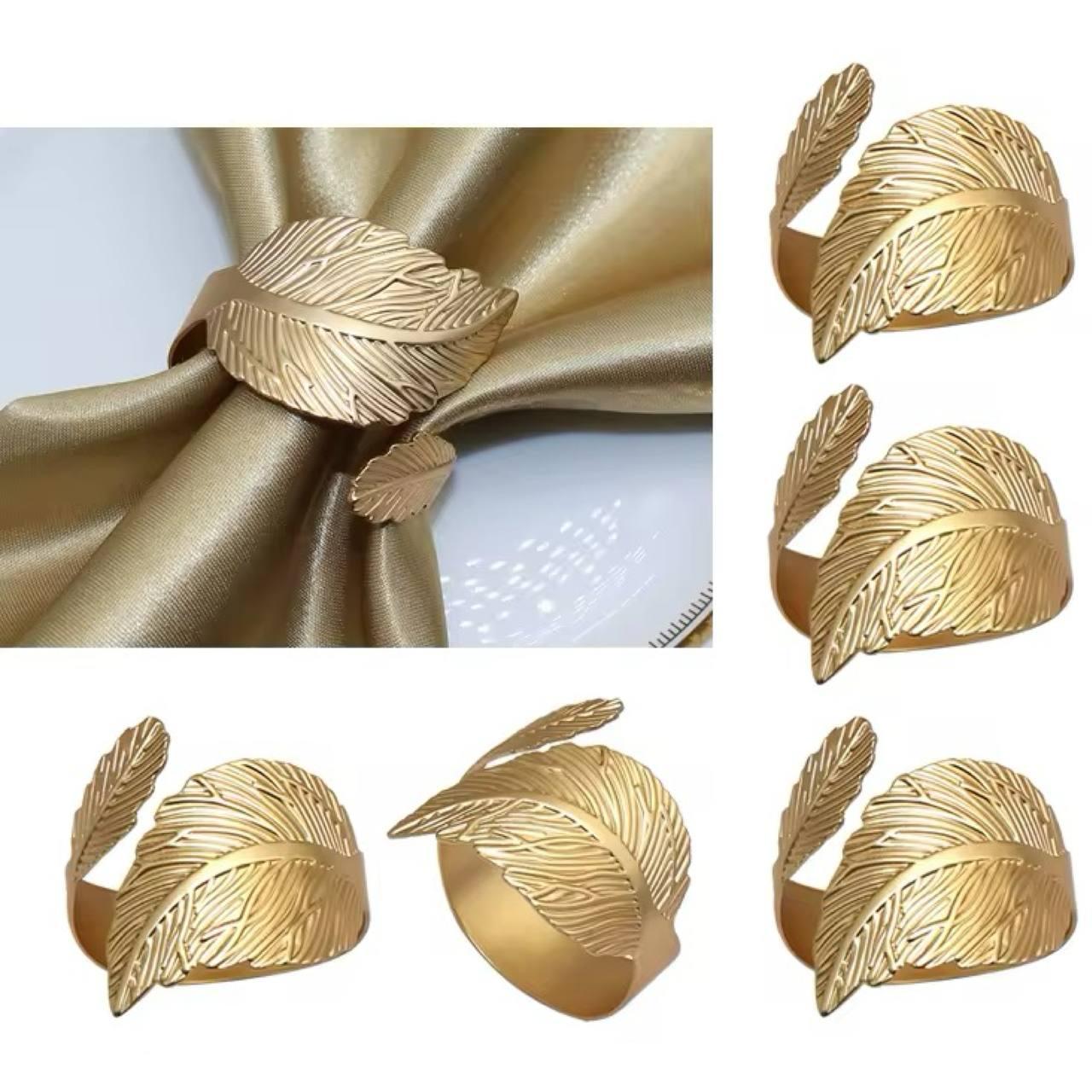 Кільця для серветок Листя Gold Mat 6 шт