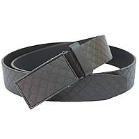 Ремінь чоловічий брючний (коричневий) із затискною пряжкою зі шкірозамінника