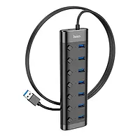 USB HUB 3.0 адаптер 7 портів HOCO HB40 5Gbps 1.2 м хаб з підсвіткою