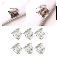 Набір кілець для серветок Leeseph Листя Silver 6 шт