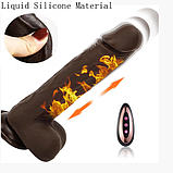 Фалоїмітатор 22 см з телескопією обертанням і підігріванням на пульті, вібратор із присоском і поштовхами, інтимні, фото 4