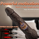 Фалоїмітатор 22 см з телескопією обертанням і підігріванням на пульті, вібратор із присоском і поштовхами, інтимні, фото 7