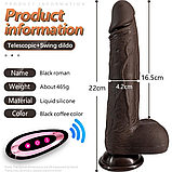 Фалоїмітатор 22 см з телескопією обертанням і підігріванням на пульті, вібратор із присоском і поштовхами, інтимні, фото 8