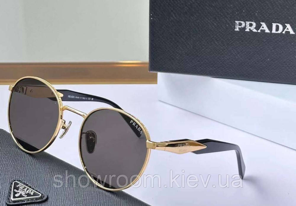 Жіночі круглі брендові окуляри Pr (56ZS) Lux gold