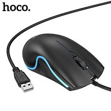 Провідна оптична USB миша комп'ютерна Hoco GM19 RGB підсвічування Чорна, фото 5