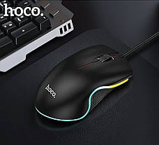 Провідна оптична USB миша комп'ютерна Hoco GM19 RGB підсвічування Чорна, фото 6