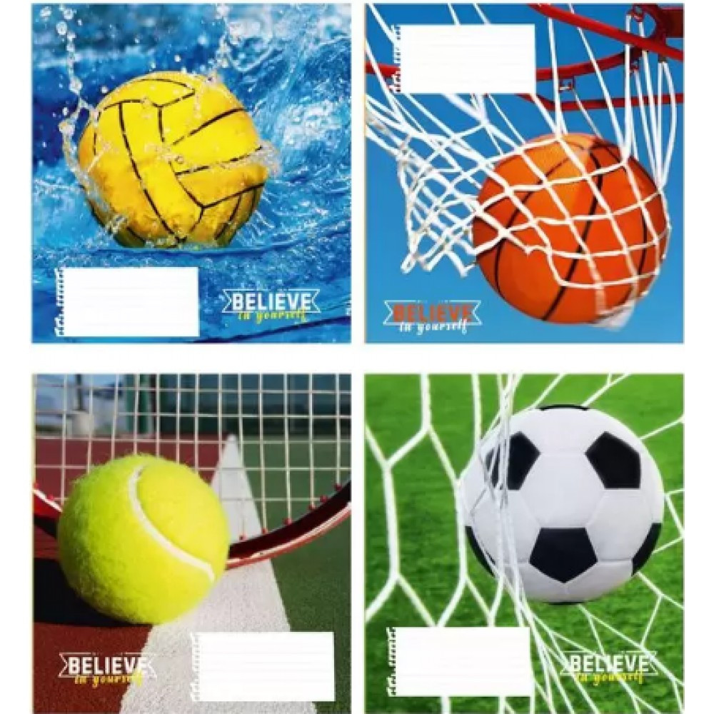 Зошит 12 аркушів лінія "М'ячі" 12Л 880/Поліграфіст (топ-3)