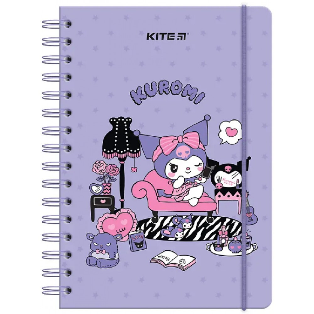 Блокнот на пружині A5 80 аркушів клітинка тверда обкладинка Kuromi HK24-190/Kite