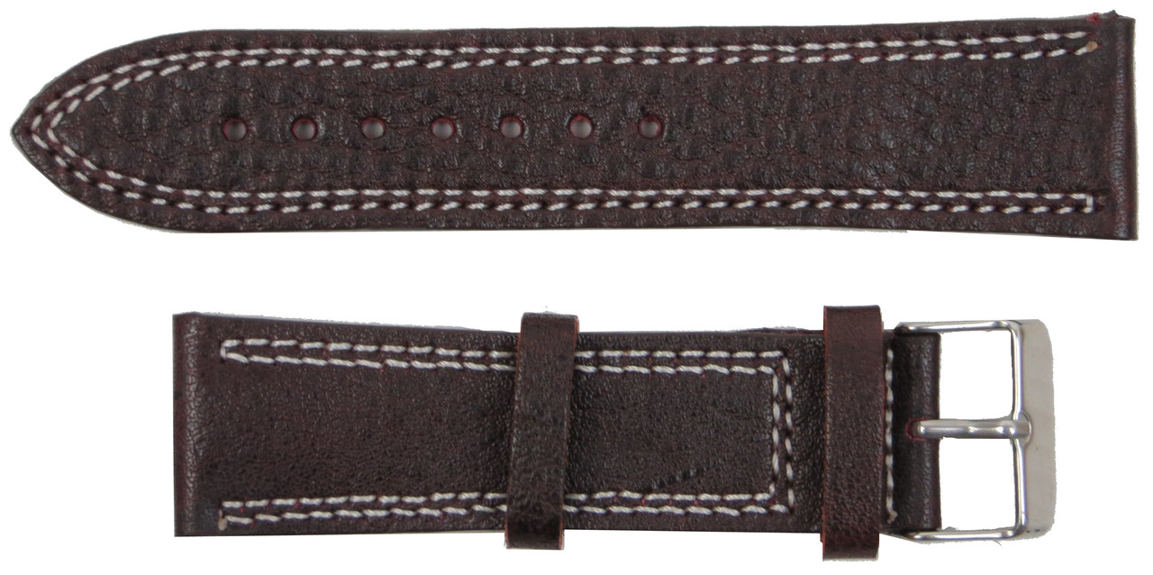 Ремінець для годинника зі шкіри Mykhail Ikhtyar Ш22 мм темно-коричневий, фото 1