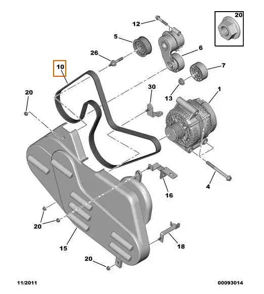 Ремінь генератора на Peugeot Boxer 4, Citroen Jumper 4 (2014-...) 2.2HDi, 5750YH, фото 1