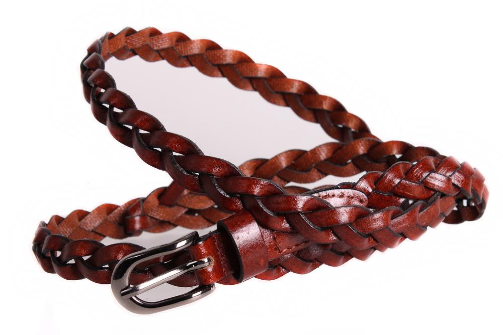 Жіночий вузький ремінь з натуральної шкіри кт6731 коричневий, фото 1