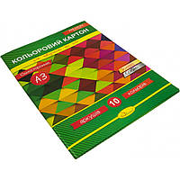 Картон кольоровий A3 односторонній 10 аркушів КК-А3-10/Апельсин (топ-2)